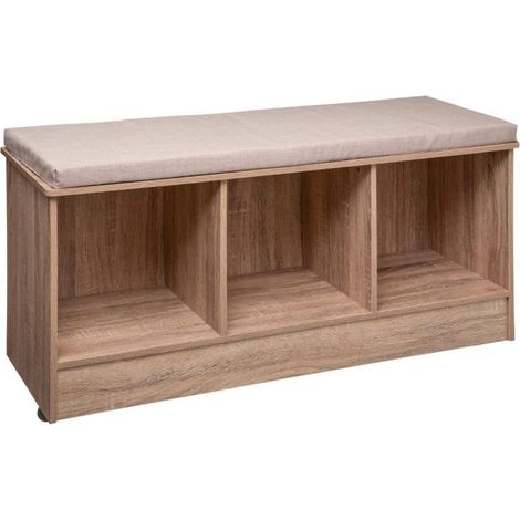 Five Simply Smart – Banc 3 niches Mix N'Modul 105cm – Panneaux agglomérés – Dimensions L. 105 x P. 34 x H. 49,5 cm – Couleur naturel (1/3)