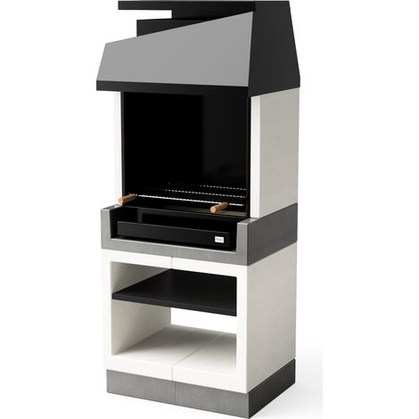TUOZI - Barbacoa de Obra para Leña y Carbón Modelo KITAWAY OTTE (Gris/Blanco - 84 x 63 x 206 cm) REF: T00170 - Uso en Exteriores (1/5)