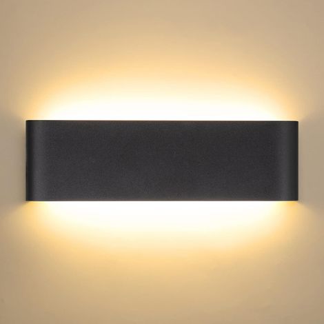 (Noir) Applique murale d'intérieur 12W 30CM, applique murale de chambre lumière blanche chaude 2800K applique murale 230V 960LM applique murale adaptée au salon chambre couloir (1/5)