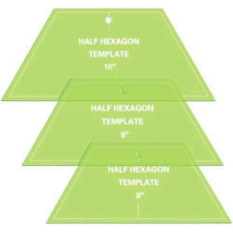 3-teiliges Set Halbsechseck-Quiltschablonen, Acryl-Quiltschablonenlineale, 8, 9, 10 Zoll, Quiltlineale zum Quilten und Nähen – Gut-Green