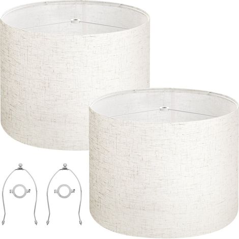 Lot de 2 abat-jour tambour, 40,6 cm (haut) x 40,6 cm (bas) x 30,5 cm (hauteur), grand abat-jour avec harpe, abat-jour de rechange pour lampes de table, lampadaires et suspensions, assemblage facile re (1/5)