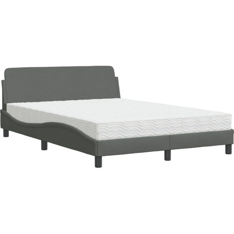 Cama con colchón Dover tela gris oscuro 120x200 cm vidaXL (1/5)