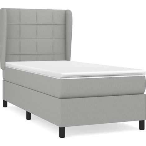 Maison Exclusive - Cama box spring con colchón tela gris claro 10