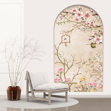 Stickers Trompe l'oeil Arche - Voute - Fleurs - 60 x 105 cm (1/5)