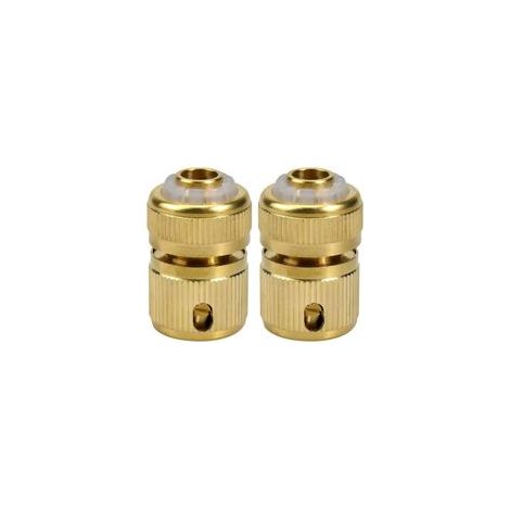 Lot de 2 raccords rapides en laiton massif 1/2" pour tuyau d’arrosage, sans fuite –