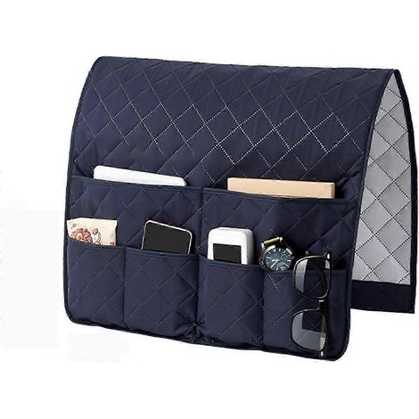 Sac de rangement pour accoudoir de canapé, sac de rangement antidérapant pour accoudoir de fauteuil inclinable, sac de rangement pour télécommande de canapé, sac de rangement pour accoudoir avec 6 poc (1/5)