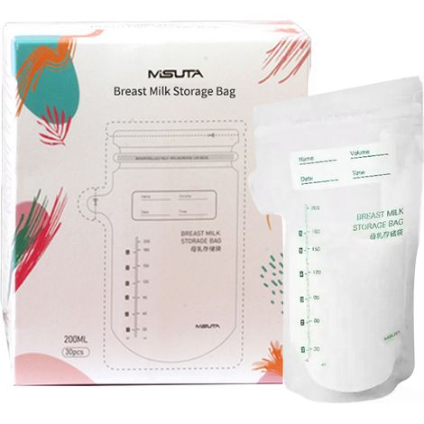 30 sacs de conservation lait maternel, épais et résistants, contenants de stockage 200ml avec bec plat pour allaitement (1/5)