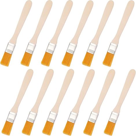 12 PCS Pinceaux, Pinceaux Peinture Mur, avec Manche en Bois de Petit Pinceau Plat, pour la Peinture Murale, Le Vernis, Les Colles et Bricolage(2.5 x 1.5 x 13 cm) (1/5)