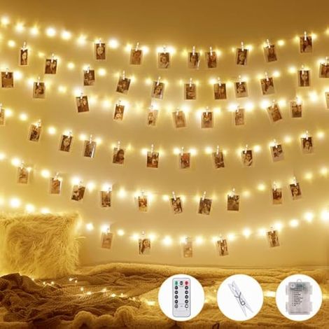Guirlande LED d'ambiance 10m 100 LED avec 80 pinces à photos, décoration chambre (1/5)