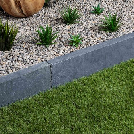 Bordure de jardin en pierre naturelle bleue – Dimensions 100x20x5 cm – Pour délimiter espaces extérieurs – Compatible aménagements variés (1/4)