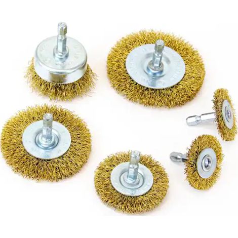 6PC WIRE BRUSH SET DRILL WHEEL CUP FLAT METAL CLEANING RUST SANDING SET WB155