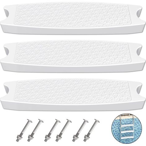 Gradino di ricambio per scaletta da piscina, (confezione da 3) Gradino per scaletta da piscina universale in plastica stampata resistente da 18 pollici con 6 bulloni in acciaio inossidabile per piscin