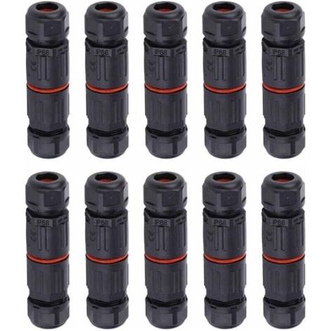 WHPPS 10 piezas Conector recto impermeable IP68 para caja de conexiones de cables eléctricos, conector de 3 pines para exteriores, bloque de terminales.
