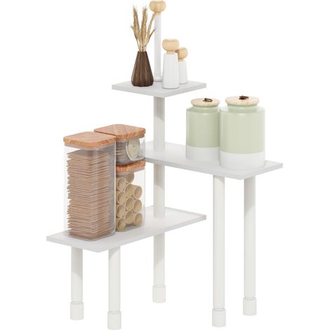 Organisateur de comptoir, étagère d’Angle 3 Niveaux pour Cuisine et Garde-Manger, Blanc (1/5)