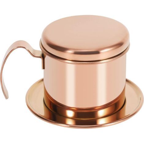 Vietnamesische Kaffeekanne, traditionelle Tasse, Filterkaffeekanne, Roségold, Tropf-Dripping-Stil, ideal für die Kaffeezubereitung im Freien mit der Familie (1/4)