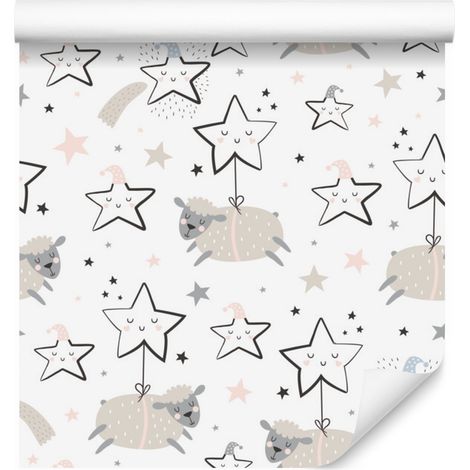 Carta da parati "Pecore tra le stelle" per soggiorno e camera da letto, 50x1000 cm (1/5)