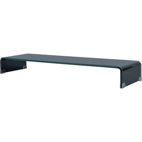 Mueble TV Buffet TV diseño práctico soporte televisión para monitor 100 cm cristal negro 2502051