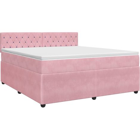 Letto box spring con materasso Rosa 160 x 200 cm Velluto vidaXL (1/5)