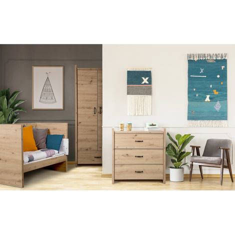 Chambre complète Lit bébé - commode - Armoire LittleSky by Klups Amelia Oak Chêne