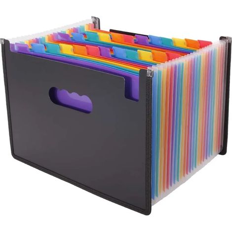 Chemise à rabats A4, classeur à anneaux, chemise extensible A4, organiseur de fichiers A4 à 24 compartiments, porte-documents, rangement pour papiers, chemise à soufflets, bords renforcés, imperméable (1/5)