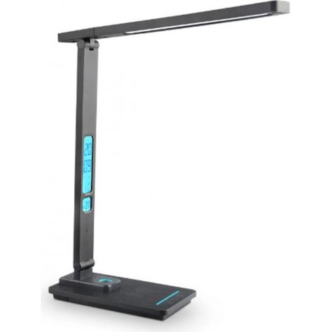 Schwarze LED-Schreibtischlampe mit 10-W-Wireless-Ladegerät, USB-Ladefunktion, verstellbarer Augenschutz-Tischleuchte mit LCD-Bildschirm (1/4)