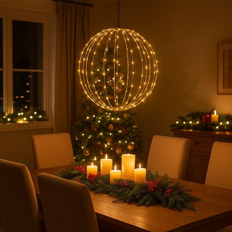 Sfera natalizia, con Timer, con luce LED a luce extra bianco per decorazioni natalizie -Ø 40 cm