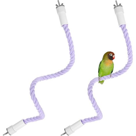 Lot De 2 Perchoirs en Corde pour Cage À Oiseaux, Longueur 23.6 Pouces Prise Confortable Perchoir Flexible en Corde pour Aiguiser Le Bec Et Les Griffes [Violet] (1/5)