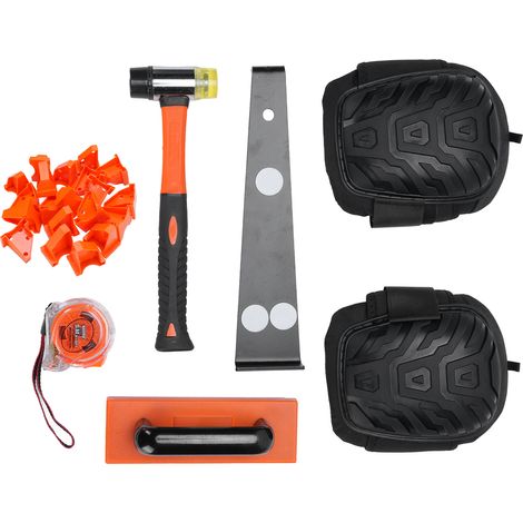 Kit outils parquet stratifié maillet double face – Bloc frappe tire-lame 20 cales mètre ruban 5M installation sol bois, pose (1/5)