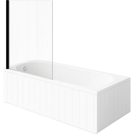 Baignoire droite VILLEROY & BOCH O.Novo 170 x 70 cm Blanc + Pare Bain gauche AURYS Raywall noir mat