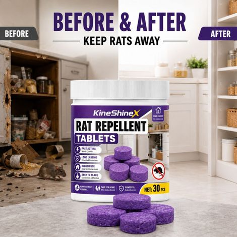 KineShineX Indoor Rat Repellent Pills (30 purple round tablets) - Rat Control Products for Garages, Basements, and Storage Rooms (1/4)