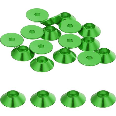 20 Pièces Rondelles à Tête Fraisée, Rondelles de Tasse M2 x 8.5 mm, Rondelle Fraisée, Rondelle Boulon En Aluminium Pour vis à tête, tige filetée, Accessoires Mécaniques, Vert (1/5)