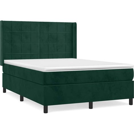 Maison Exclusive - Giroletto a Molle con Materasso Verde Scuro 140x200 cm Velluto (1/5)
