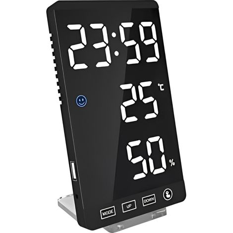 Reloj despertador digital LED de 6 pulgadas, control táctil, función de repetición de alarma, puerto de carga USB, ideal para la oficina, la mesita de noche o para viajar. (1/5)