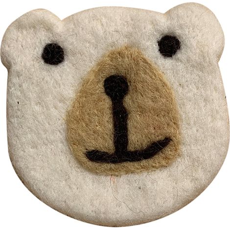 Dessous de verre en feutre de laine, motif ours, mignon, doux, isolant, antidérapant, décoratif, pour café, blanc, taille unique (1/5)