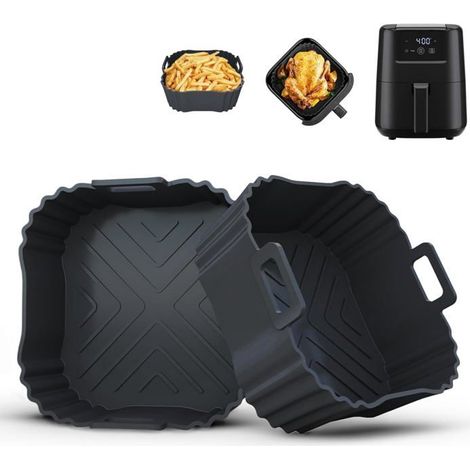 Moule en silicone pour friteuse à air-KAL-pour friteuse à air chaud,2 pièces,noir,compatible Chefman 2L,Cosori 2,1L,Instant Pot. (1/5)