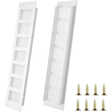 80x300 Aluminum Rectangular Air Vent Grille 2 Pieces with Screw, Window and Door Ventilation Grille for Indoor Air Circulation, White (1/5)