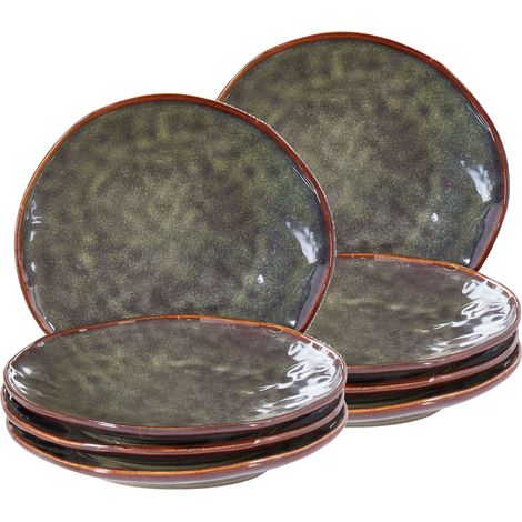 Dessertteller 8er Set THYME Steinzeug Dunkelgrün