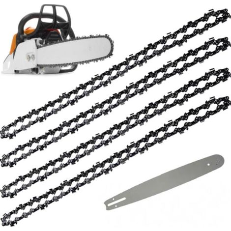 Guide-chaîne & 4 Chaînes de tronçonneuses 52 Maillons / Entraineurs, Pas de 3/8", Jauge 0,05" (14" 35 cm) (1/4)