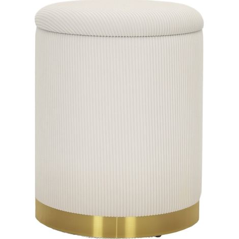 Pouf contenitore Ø36 x 44 cm bianco crema (1/5)