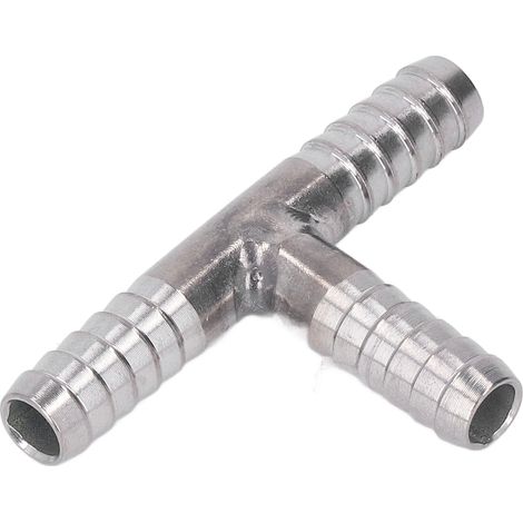 Té à embout cannelé 3 voies en acier inoxydable, étanchéité optimale, diamètre 8 mm. (1/5)