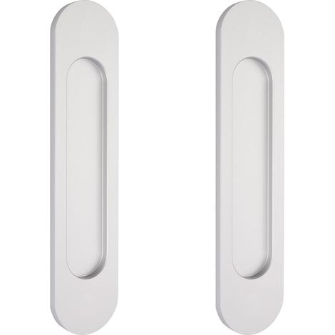 2 Stück 15 cm silberne ovale Schiebetürgriffe selbstklebend, bündige Türgriffe aus Aluminium, für Schiebetüren im Scheunenstil, Fenster und Schränke, kein Bohren (1/5)