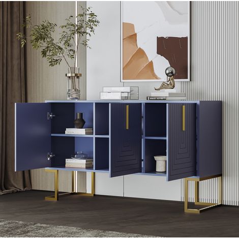 Aparador salón con almacenamiento ajustable azul navy OKMYHOME (1/5)