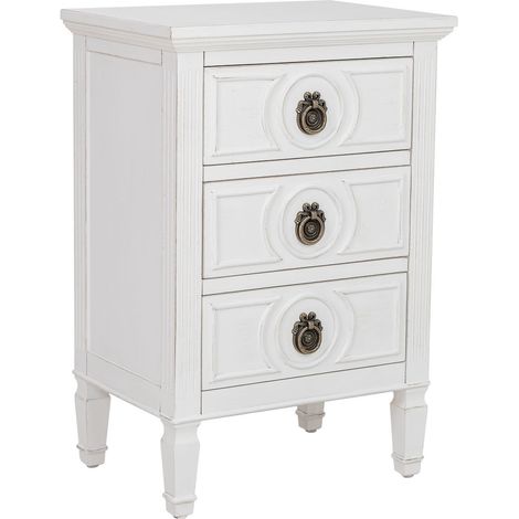 Mesita de noche de madera blanca 46x32.5x67h cm