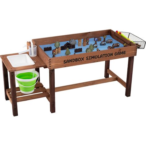Table de Sable Eau avec Évier, Pompe, 33 Accessoires de Bac à Sable, Seau, Pelle, Râteau, Panier et Étagère, pour Garçons&Filles 3+ Ans (1/5)