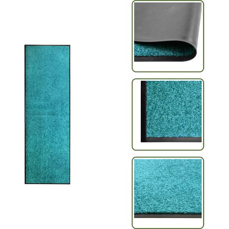 The Living Store Paillasson lavable Cyan 60x180 cm - Tapis de porte (1/5)