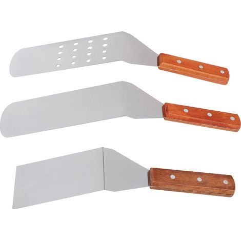 Pelle à pizza, coupe-gâteau en acier inoxydable pour serveur à tarte pour servir des aliments Spatule de cuisson de cuisine avec poignée en bois, 3 pièces (1/5)
