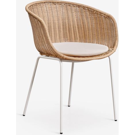 SKLUM Esszimmerstuhl mit Armlehnen aus synthetischem Rattan und Stahl New Tulua Beige Tapioca                                  