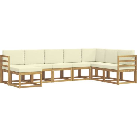 Conjunto de sofás de exterior 8 uds. 8 plaza Blanco y Crema vidaXL (1/5)