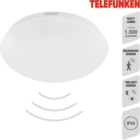 Plafonnier LED avec détecteur de mouvement 360° – 15W 1500lm, lumière blanche neutre 4000K – IP44 pour couloir, entrée, salle de bain – temps d’éclairage réglable 5s à 10min (1/5)