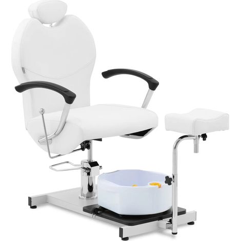 Poltrona per pedicure con poggiagambe e pediluvio compensato in PVC plastica acciaio schiuma sintetica bianco 140009010